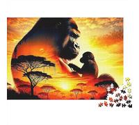Puzzle Gorilla Coucher de Soleil,1000 pièces,Carton Lisse de qualité supérieure,idéal pour se détendre et Passer Un Moment agréable en Couple ou Entre Amis.Dimensions:38x26cm.