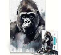 Puzzle Gorille Aquarelle pour Adultes,1000 pièces,Jeu de réflexion Stimulant,Structure à emboîtement précise,Facile à Apprendre,pour Le Plaisir de Toute la Famille (38x52cm)