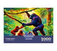 Puzzle Gorille Imposant, Défi pour Adultes, Famille de Gorilles, Jungle, Joueur, Naturel, Vif, Divertissement Créatif 1000 Pièces, Œuvre d’Art pour Adultes, Cadeau à Partir de 14 Ans, 52x38cm