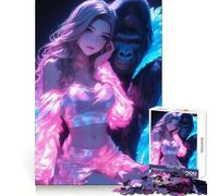 Puzzle Gorille Sexy néon pour Adultes, 1000 pièces, Jeu de réflexion Relaxant, Bords Nets, pièce de Collection Artistique (50x75cm)