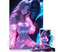 Puzzle Gorille Sexy néon pour Adultes, 1000 pièces, Jeu de réflexion Relaxant, Bords Nets, pièce de Collection Artistique (50x75cm)