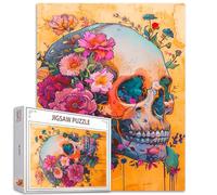 Puzzle gothique floral squelette Jigsaw 1000 pièces pour adultes, fleur rose, crâne, puzzles adultes, squelette humain, organes, anatomie, puzzles, art, cadeau gothique, crâne, défi, puzzle