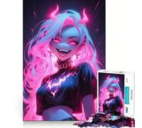 Puzzle Gothique Rose Fluo pour Adolescents, 1000 pièces, Jeu d'exercice Mental, Design Relaxant, Assemblage, Surprise de Noël (38x26cm)