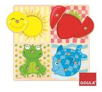 Puzzle Goula - Puzzle de bouton en bois 4 couleurs - 4 pièces