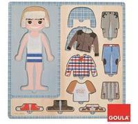Goula - Puzzle en bois Petit garçon s'habille - 10 pièces - Bleu