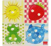 Puzzle Goula - Puzzle de bouton en bois 4 couleurs - 4 pièces