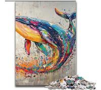 Puzzle Graffiti Baleine 1000 pièces pour Adolescents, Jeux Amusants, décoration Murale, Cadeaux d'anniversaire et de Noël Uniques (26x38cm)