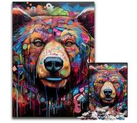 Puzzle Graffiti Ours Brun 1000 Pièces pour Adultes Puzzles Défis DIY pour Adolescents 50x75cm / 19,68x29,52 Pouces