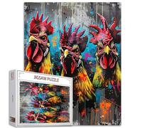 Puzzle graffiti poulets pour adultes - Puzzle animal de dessin animé de 1 000 pièces - Puzzle coloré - Parfait pour les soirées de jeu - Décoration murale d'intérieur - Cadeaux d'art faits à la main