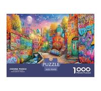 Puzzle Graffiti Street pour Adultes Scène de Rue colorée, Jeu de réflexion Stimulant et Original pour décorer Un Mur (70x50 cm/1000pcs).