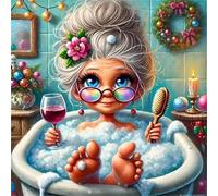 Puzzle Grand-mère Baignoire de 120 Pièces pour Adultes, Puzzles 120 pièces Adultes, Jigsaw Puzzle d'art pour Défi, Puzzles Coloré à Faire soi-même pour la Décoration de la Maison