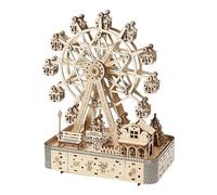 Puzzle Grande Roue 3D - Kit De Construction en Bois De 12 Pouces | Jeu De Cerveau pour Adultes - 183 Pièces en Tilleul, Modèle Rotatif De Musique LED pour Adolescentes, Passe-Temps, Décoration De