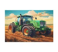 Puzzle Green Tracteur 1000 Pièces pour Adolescents Puzzles Créatif en Bois Jouet Jeu Familial Difficulté Défi （75×50cm）