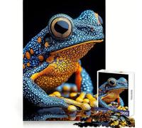 Puzzle Grenouille Bleu et Orange Vibrants 1000 Pièces Exercice de Logique Distraction Calme Bords Nets Cadeau Festif (38x26cm)