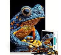 Puzzle Grenouille Bleu et Orange Vif 1000 pièces pour Adolescents Stimule l'esprit Ajustement Parfait Loisirs captivants pour des Moments de détente à la Maison (38x26cm)