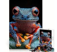 Puzzle Grenouille Bleu Orange Vibrant 1000 Pièces pour Adultes Exercice Cognitif Plaisir Détente Bords sans Arêtes Cadeau Souvenir (38x26cm)