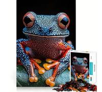 Puzzle Grenouille Bleu Orange Vibrant pour Adultes 1000 Pièces Jeu de Mémoire Découpe Fine Finition Premium Un Passe-Temps Captivant (50x75cm)