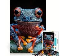 Puzzle Grenouille Bleu Orange Vibrant pour Adultes,1000 Pièces,Jeu de Stimulation Cérébrale,Taille Uniforme,Pièces Précises, pour Les Voyages (38x52cm)