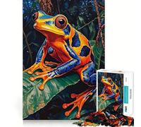 Puzzle Grenouille de la Forêt Tropicale Vibrante 1000 Pièces Jeu de Concentration Mentale Découpe de Précision Bords Lisse Activité Absorbante pour des Soirées Calmes (38x52cm)