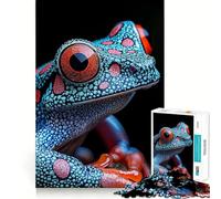 Puzzle Grenouille Rouge Bleu Vibrant 1000 Pièces Jeu de Mémoire Découpe de Haute Précision Activité Créative Défi Cérébral Interactif pour la Maison (38x26cm)