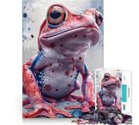 Puzzle Grenouille Rouge et Bleue pour Adolescents 1000 Pièces Jeu de Logique et de Détente Attentive Cadeau Parfait (50x75cm)