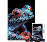 Puzzle Grenouille Rouge et Bleue Vibrante 1000 Pièces pour Adolescents Clarté d'esprit Distraction Douce Cadeau de Noël Parfait (50x75cm)