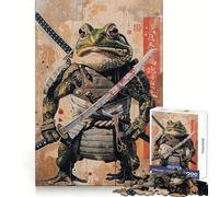 Puzzle Grenouille Samouraï 1000 Pièces pour Adolescents Jeu de Logique Pure Détente Douce et Nette Pièce d'art Fine (38x52cm)