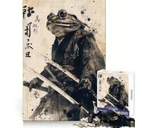 Puzzle Grenouille Samouraï pour Adolescents 1000 Pièces Décoration Murale Apaisante et Amusante aux Découpes Claires (38x52cm)