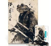Puzzle Grenouille Samouraï pour Adolescents 1000 Pièces Décoration Murale Apaisante et Amusante aux Découpes Claires (38x52cm)