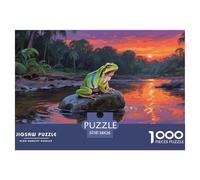 Puzzle Grenouille Verte des Arbres 1000 Pièces pour Adultes,Couchant dans Une forêt Tropicale Humide Un Jeu De Dexérité Très Difficile Puzzle Éducatif l'art De La Décoration Moderne 38x26cm/1000pcs