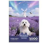 Puzzle Griffon Bruxellois 1000 Pièces en Carton pour Adultes Jeu ÉduChatif Jeu De Défi Casse-tête Chien Lavande Cadeau Adulte Home Decor 70x50cm/1000pcs