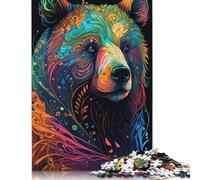 Puzzle Grizzly Bear Style 1 pour Adultes et Adolescents 500 pièces Puzzle en Bois Puzzles pour Adultes Puzzles d'activités familiales 500 pièces (52 x 38 cm)