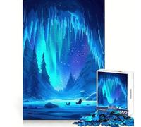 Puzzle Grotte Aurore Boréale 1000 Pièces pour Adolescents Stimule la créativité Plaisir Facile Bords précis Cadeau de Noël (38x52cm)