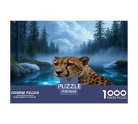 Puzzle Guépard 1000 Pièces pour Adultes Et Enfants, Plaisir Partagé en Famille, Jeu Éducatif, Casse-tête Forêt, Décoration Intérieure, Cadeau Anniversaire 38x26cm/1000pcs