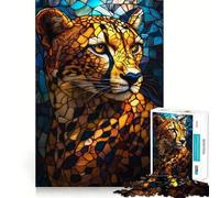 Puzzle guépard en vitrail pour Adolescents, 1000 pièces, Jeu de réflexion, Design Simple et Amusant, Cadeau mémorable 38x52cm