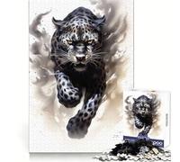 Puzzle Guépard Noir en Course 1000 Pièces Adultes Jeu de Réflexion Intelligent Activité à la Maison Découpe Lisse Surprise de Noël (38x26cm)