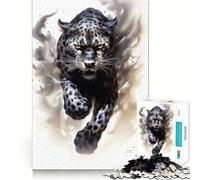 Puzzle Guépard Noir en Course 1000 Pièces Adultes Jeu de Réflexion Intelligent Activité à la Maison Découpe Lisse Surprise de Noël (38x26cm)