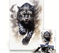 Puzzle Guépard Noir en Course 1000 Pièces pour Adultes Stimulation de la Mémoire et Soulagement de l'Anxiété Cadeau Artistique à Assembler (50x75cm)