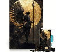 Puzzle Guerrier ailé avec Lance et Lune pour Adolescents 1000 pièces Jeu de réflexion Découpe Laser pour Un Assemblage Parfait Exercice Mental Calme à la Maison (38x26cm)