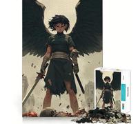 Puzzle Guerrier Ailé en Ruines pour Adultes 1000 Pièces Jeu Stimulant l'esprit Pièces Précises et sans Couture Activité de Groupe Relaxante en Intérieur (38x26cm)