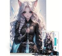 Puzzle Guerrier aux Cheveux Blancs et à l'épée pour Adultes,1000 pièces,Jeu de mémoire et de réflexion,découpe Laser pour Un Assemblage Parfait,Cadeau Unique pour soulager Le Stress (50x75cm)
