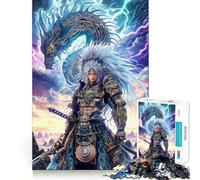 Puzzle Guerrier avec Dragon et Éclair 1000 pièces Jeu de Concentration mentale Découpe de précision Bords Lisses Jeu de Construction de Liens significatifs (50x75cm)