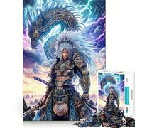 Puzzle Guerrier avec Dragon et Éclair pour Adultes 1000 Pièces Jeu de Réflexion Stimulant Structure à Emboîtement Précise Facile à Apprendre Amusant pour Toute la Famille (38x26cm)