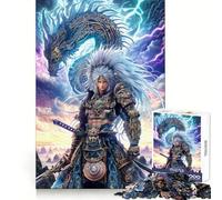 Puzzle Guerrier avec Dragon et Éclair pour Adultes 1000 Pièces Stimule la Réflexion Passe-Temps Tranquille Verrouillage Sécurisé Cadeau Créatif (38x26cm)