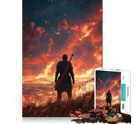 Puzzle Guerrier dans Un Monde en Flammes pour Adultes,1000 pièces,Jeu de réflexion,découpe de précision,Bords Lisses,défi Amusant pour Passer Le Temps (38x52cm)