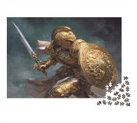 Puzzle Guerrier en Armure dorée, Tenant Une épée et Un Bouclier pour Adultes,1000pcs (75x50cm),Jeu ÉduChatif,décoration De La Maison,