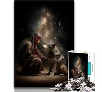 Puzzle Guerrier et Loup 1000 pièces pour Adolescents, Difficile à réaliser, mais Amusant et Humoristique, Cadeau d'anniversaire, décoration Murale (50x75cm)