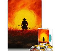Puzzle Guerrier Ninja au Coucher du Soleil 1000 pièces pour Adultes et Adolescents, pour Tuer Le Temps en Vacances avec des pièces de Formes aléatoires entièrement emboîtables (50x75cm)