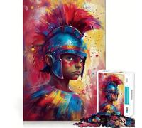 Puzzle Guerrier Romain pour Adolescents 1000 Pièces Jeu Anti-Stress Intelligent Bords Aigus Cadeau d'anniversaire (38x52cm)