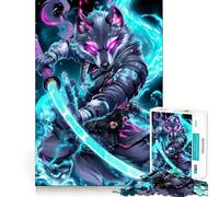 Puzzle Guerrier Samouraï Loup pour Adolescents 1000 Pièces Jeu de Stimulation Mentale Pièces Découpées Nettement sans Bavures Facile à Apprendre Plaisir en Famille (38x26cm)